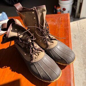 LL Bean Waxed Canvas Duck Boot Men’s 10 Lace Up Waterproof  - used like new